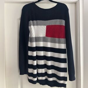 Tommy Hilfiger Navy and Red Striped Sweater